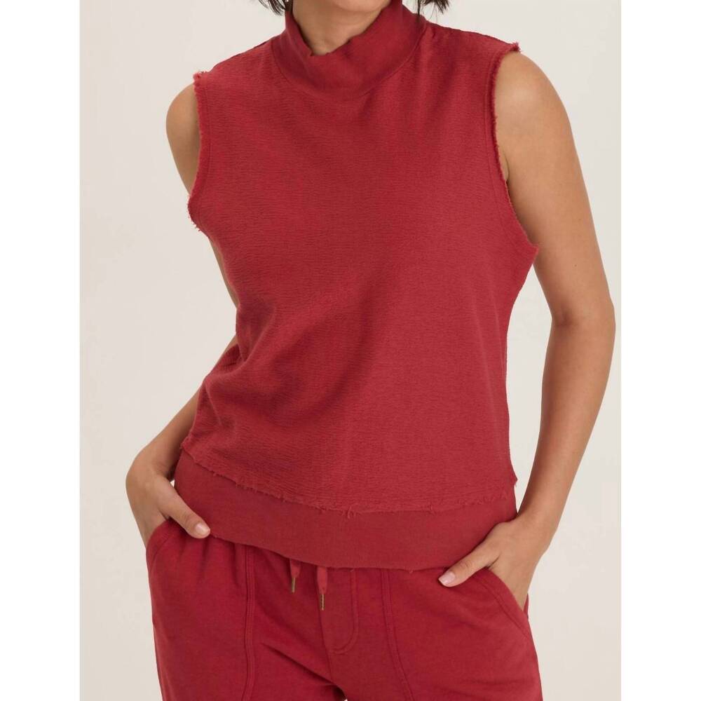 NEW WEARABLES corundum isolde mock neck crepe knit tank top in saturated classic